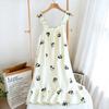 Women's Polka Dot Cotton Gauze Nightdress - Summer Sling, Mid-Length, Sweet & Lovely Pajamas