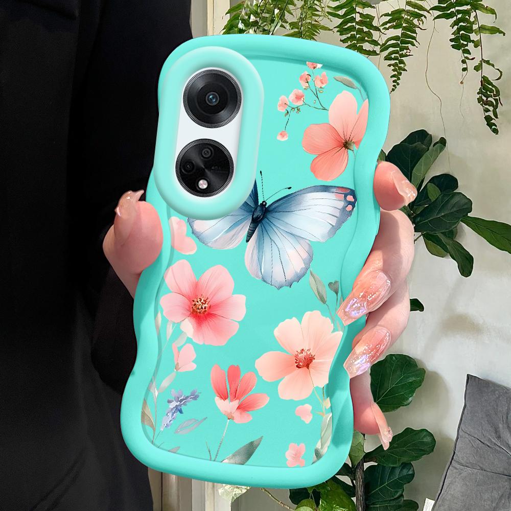 

Окрашенный узор Big Wave Edge Мягкий силиконовый материал Macaron чехол для телефона противоударный защитный резиновый чехол для OPPO Reno Realme Realme C25S синий