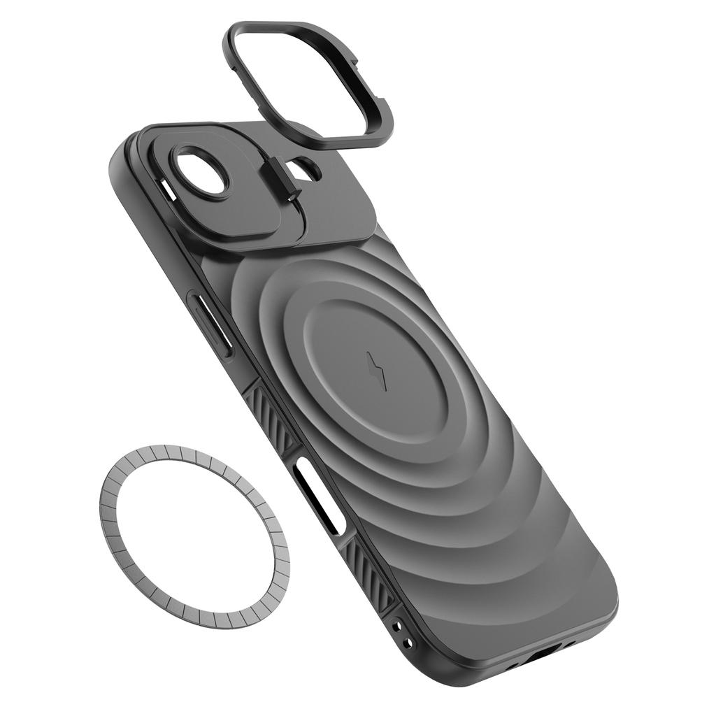 For iPhone 17 Air Case Compatible with MagSafe PC Kickstand Ripple Texture TPU Phone Cover