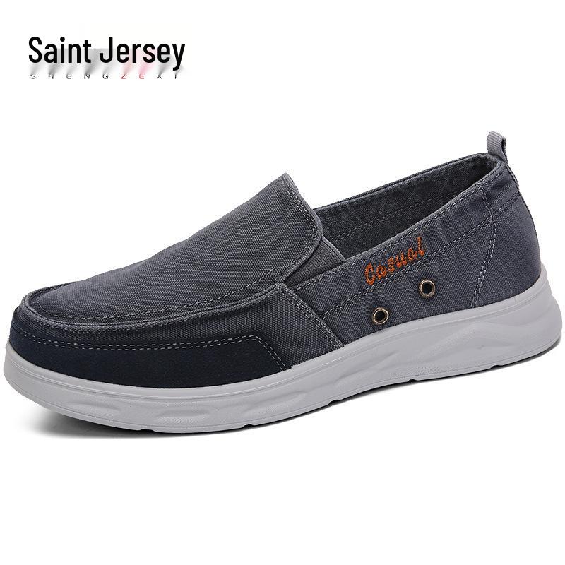 Мужские легкие нескользящие кеды-слипоны из парусины - Дышащая мягкая подошва для среднего и пожилого возраста 44