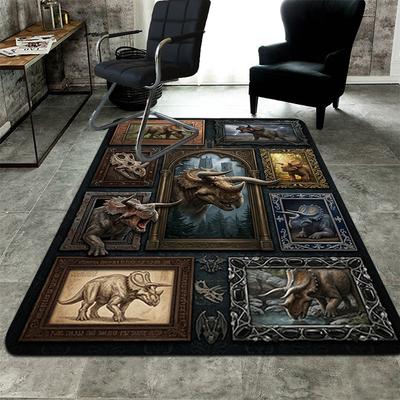 Triceratops Collection Pattern Rug Floor Mat for Living Room or Bedroom Soft and Comfortable Carpet a Gift for Birthday and Holiday.