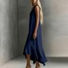 Sleeveless V Neck High Low Hem Maxi Dress for Women Loose Fit Flowy Lightweight Fabric Elegant Style
