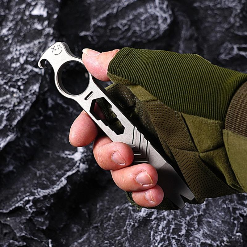 Titanium Alloy Crowbars Outdoor Pry Bar Multifunctional Every Day Carry Wrench Outdoor Camping Tools with Bottle Opener