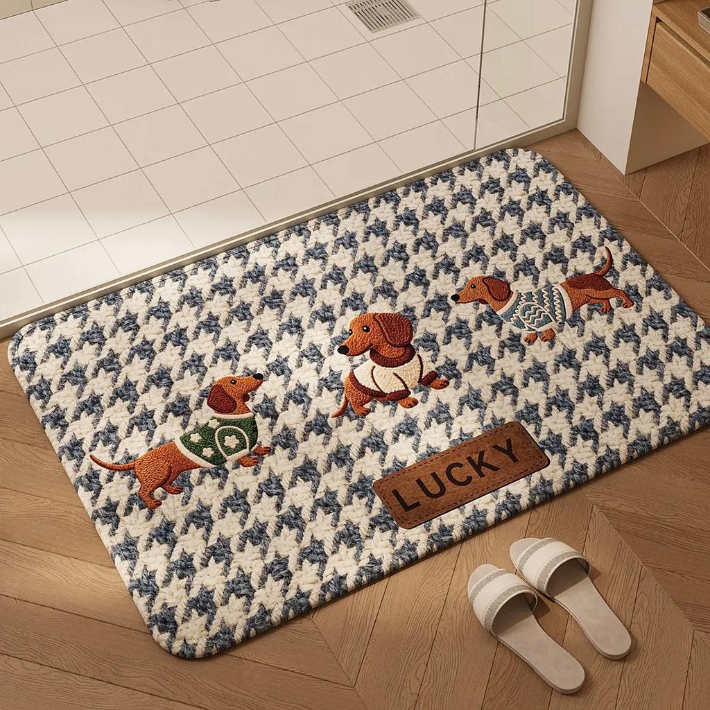 Absorbent quick-drying foot blanket wear-resistant and dirt-resistant woven square bathroom floor mat