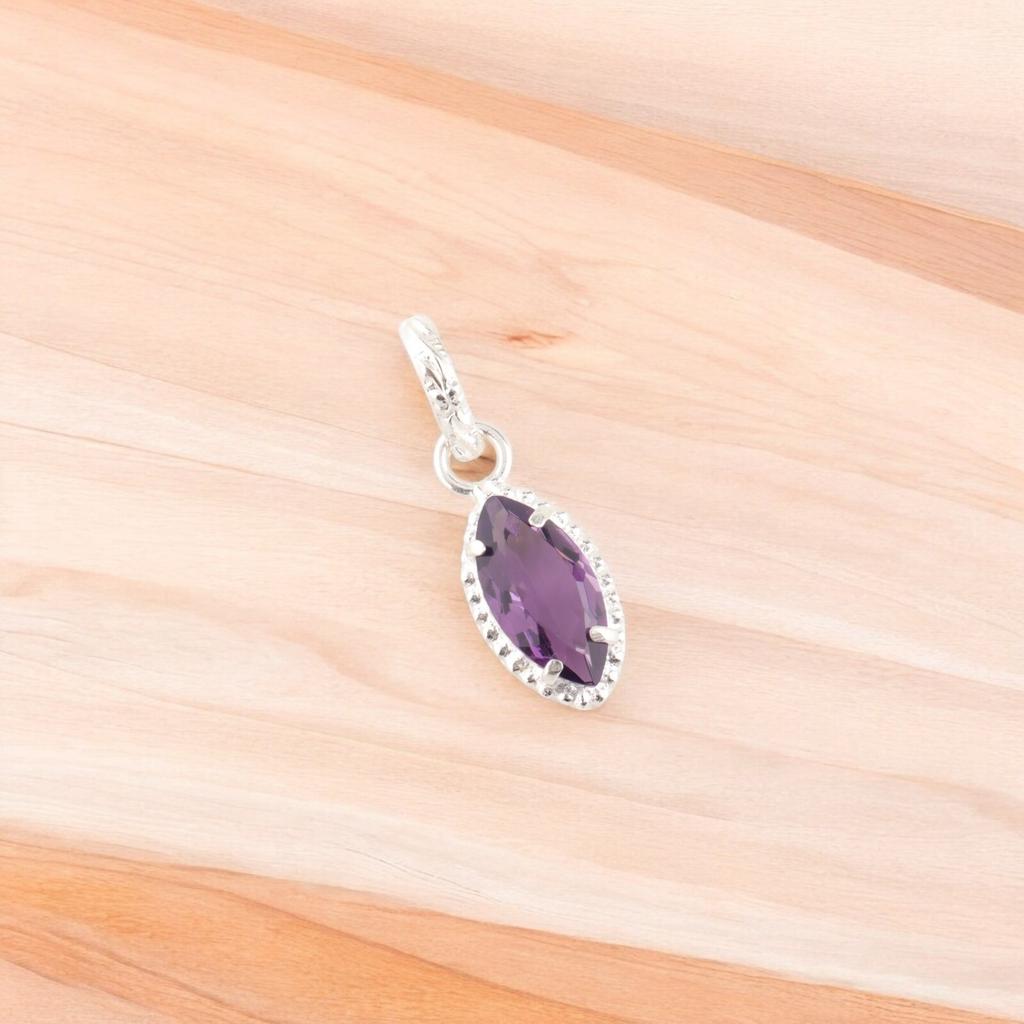 Natural Amethyst Gemstone 925 Sterling Silver Jewelry Handcrafted Women Pendant PP-59-3