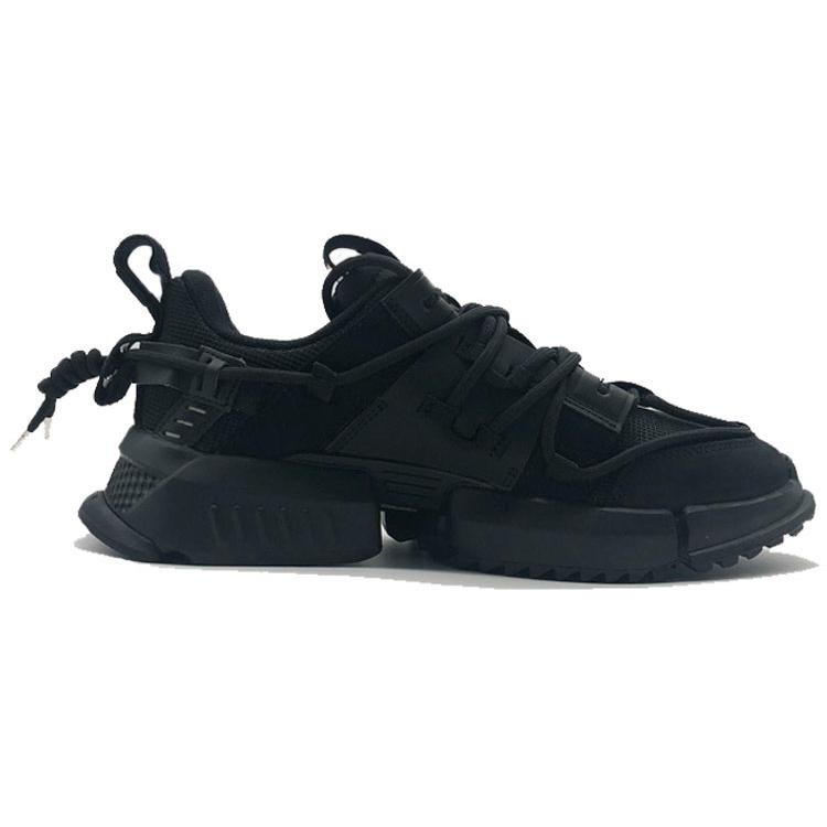 New LiNing Pan Gu Trek Slip Resistant Lightweight Wear Resistant Low Top Chunky Sneakers Men's Black AGLP075-7