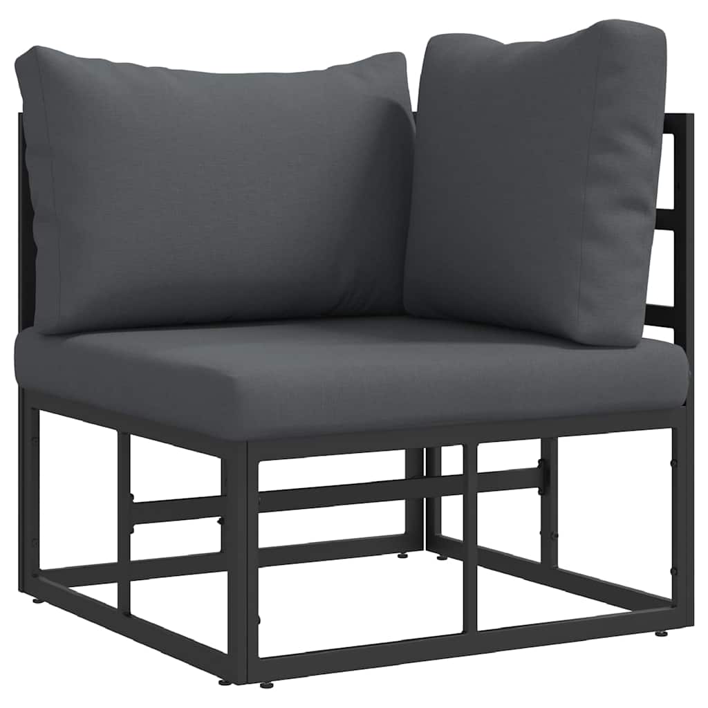 Outdoor Furniture Set with Cushions 3 Piece Black and Anthracite Metal