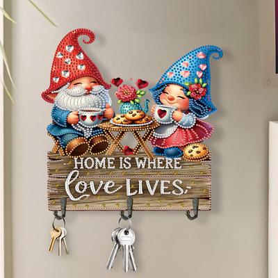 Wooden Special Shape Happy Easter Diamond Art Craft Wall Hooks Rhinestone Painting Coat Hook 3 Hooks Diamond Painting Hook Rail