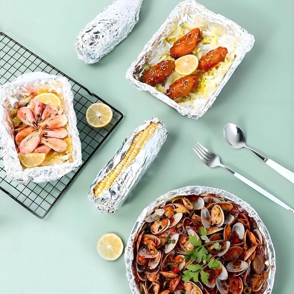 1 Roll Disposable Tin Foil Wrapper Thickened Aluminum Foil Paper Roll Baking Tinfoil  Air Fryer