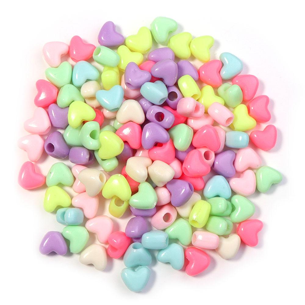 200Pcs Acrylic Beads Candy Color Love Flower Star Butterfly Loose Bead for Jewelry Supplies DIY Bracelet Keychain Decoration