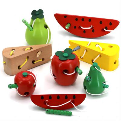 Montessori Dětské Vzdělávací Hračky Zábavná Dřevěná hračka Červ Jezí Ovoce Jablko Hruška Pomůcka pro Rané Učení Dětská Hračka Pro Děti Dárek