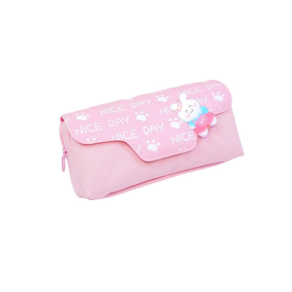 Children's Cartoon Flip Pencil Bag Female Cute Rabbit Pencil Case Large Capacity Primary School Student Stationery Bag