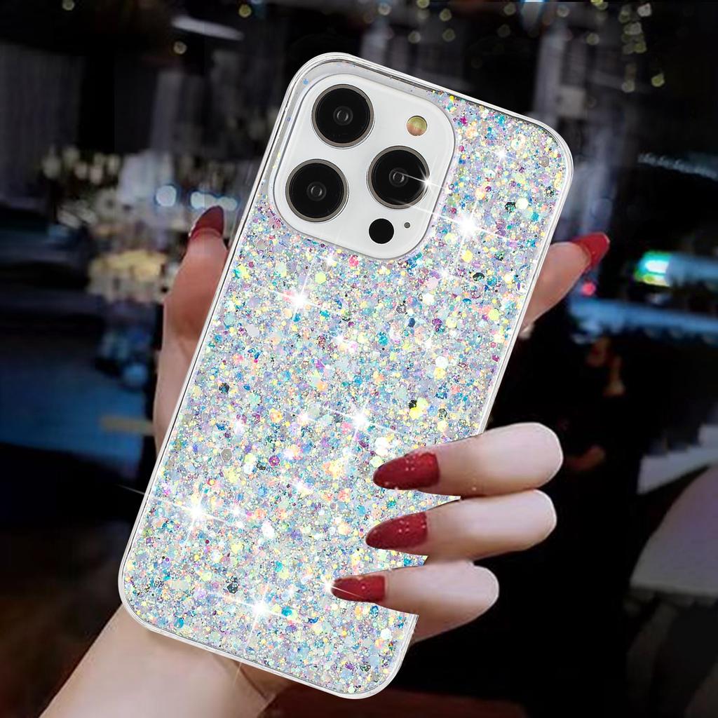 For iPhone 15 Pro Anti-Scratch TPU Phone Case Epoxy Glittery Powder Phone Cover