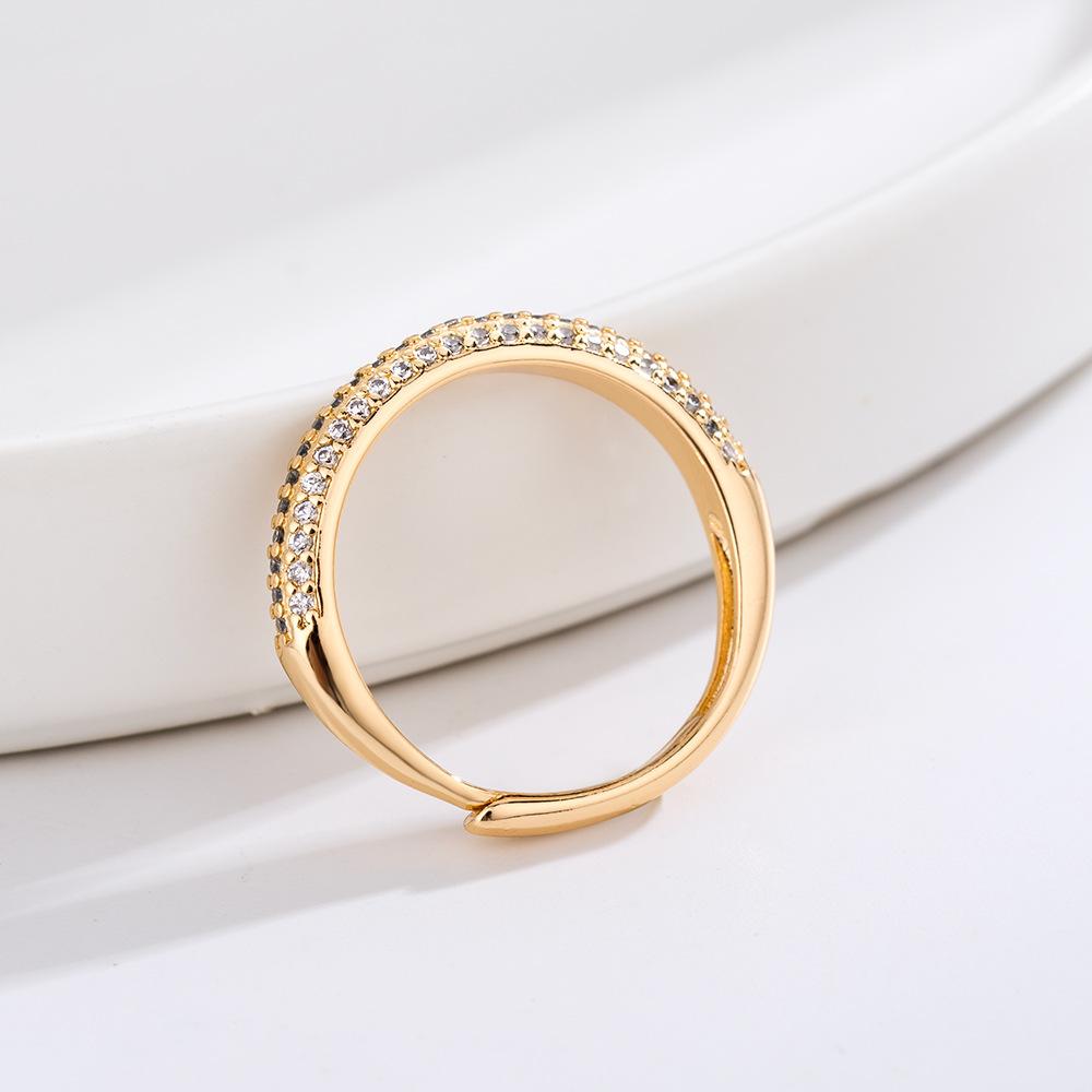 South Korea's bright giant flash full diamond ring ins cold wind opening adjustable light luxury ring ring