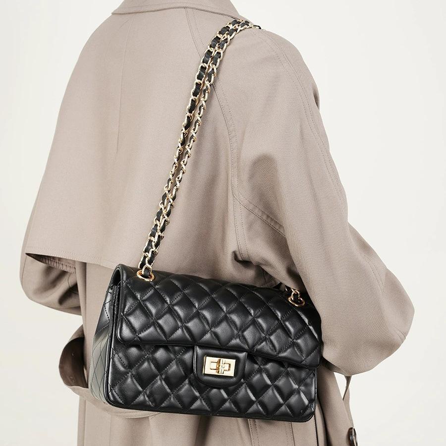 2025 Neue Leder Damen Tasche High-End Trend Vielseitig Xiaoxiangfeng Rauten Ketten Tasche Crossbody Schulter Damen Tasche Fabrik