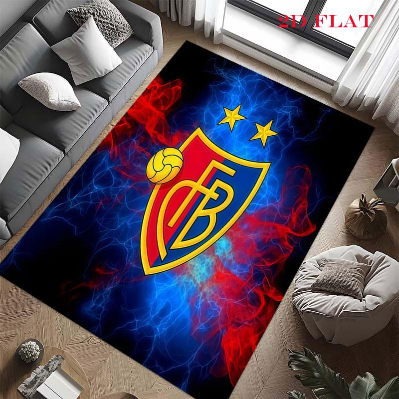FC Basel 1893 Teppich für Wohnzimmer Schlafzimmer Zuhause Sofadekoration, Rutschfeste Bodenmatte für Kinder