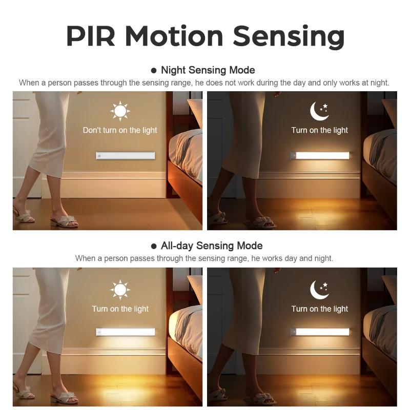 20/40cm LED Motion Sensor Cabinet Light Ultra Thin Rechargeable Night Sensor Lamp 3 Color Adjustable Induction Detector Lamp