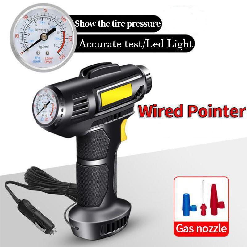 

120 Вт автомобильный воздушный насос ручной электрический автомобильный надувной насос для шин портативный перезаряжаемый воздушный компрессор цифровой авто оборудование для накачивания шин Wired Pointer чёрный