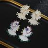 Elegant Geometric Long Dangle Earrings for Women, S925 Sterling Silver with Zircon, High-End Fashion, Summer Vacation Style.