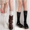 Women's White Calf Socks, Summer Thin Lace, Long Ballet Style Over-the-Knee Black Socks, Perfect for Boots
