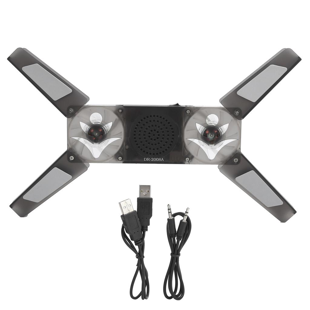 Laptop Cooling Pad 2 Transparent Fan Foldable LED Blue Light with Speaker Stand DR‑2008A