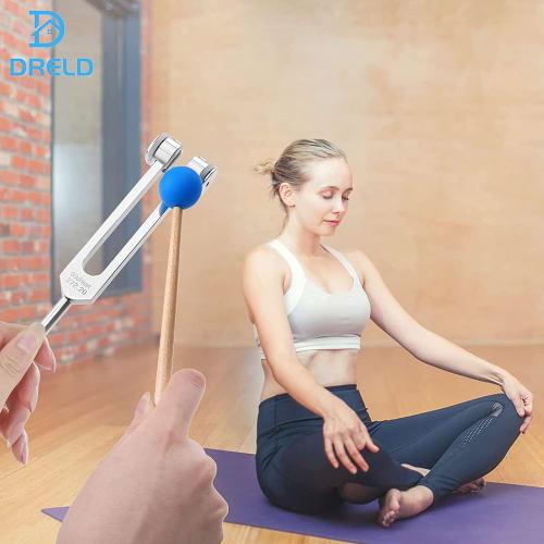 Dreld Chakra Tuning Fork Set, Solfeggio Tuning Fork Set, Silver, Includes 9 Chakra Tuning Forks and 1 Silicone Hammer (68.05 Hz, 126.22 Hz, 136.1 Hz,