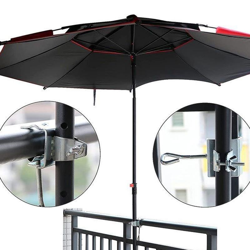 1Pc Courtyard Umbrella Stand Clamp Heavy Duty Metal Umbrella Holder Ajustable Outdoor Umbrella Base And Mount Chair Clamp