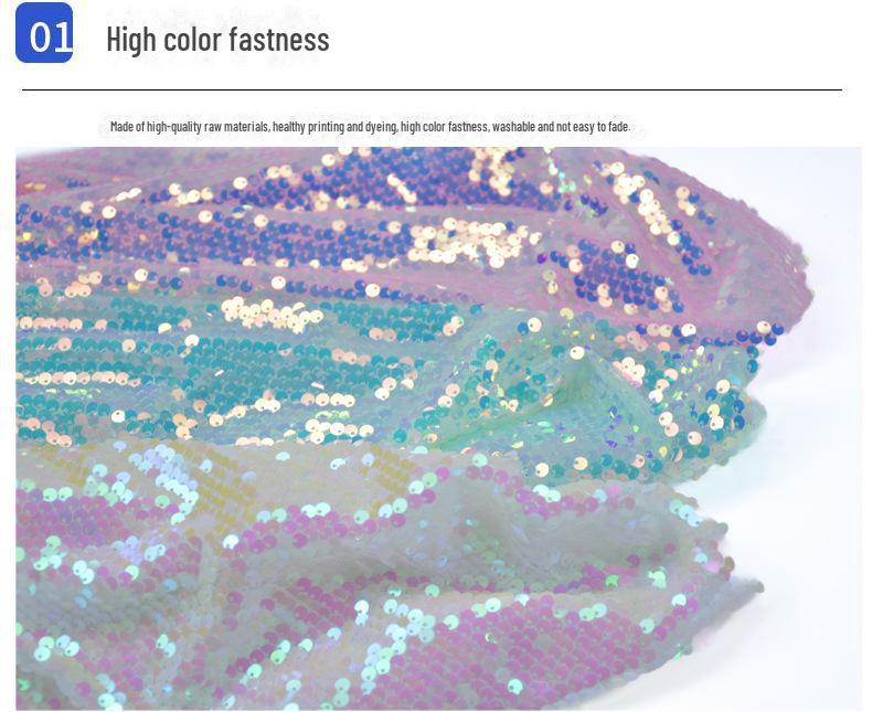 Embroidered 5mm Sequin Mesh Fabric for Wedding Dress, Skirt, Bag, and Shiny Decor