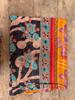 Hand-Stitched Floral Kantha Quilt: Reversible Indian Cotton Throw