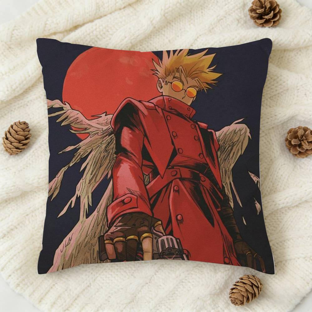 Anime TTRIGUN STAMPEDE Doublesided Printed Square Decorative Cushion Cover for Sofa Living Room Home Decor