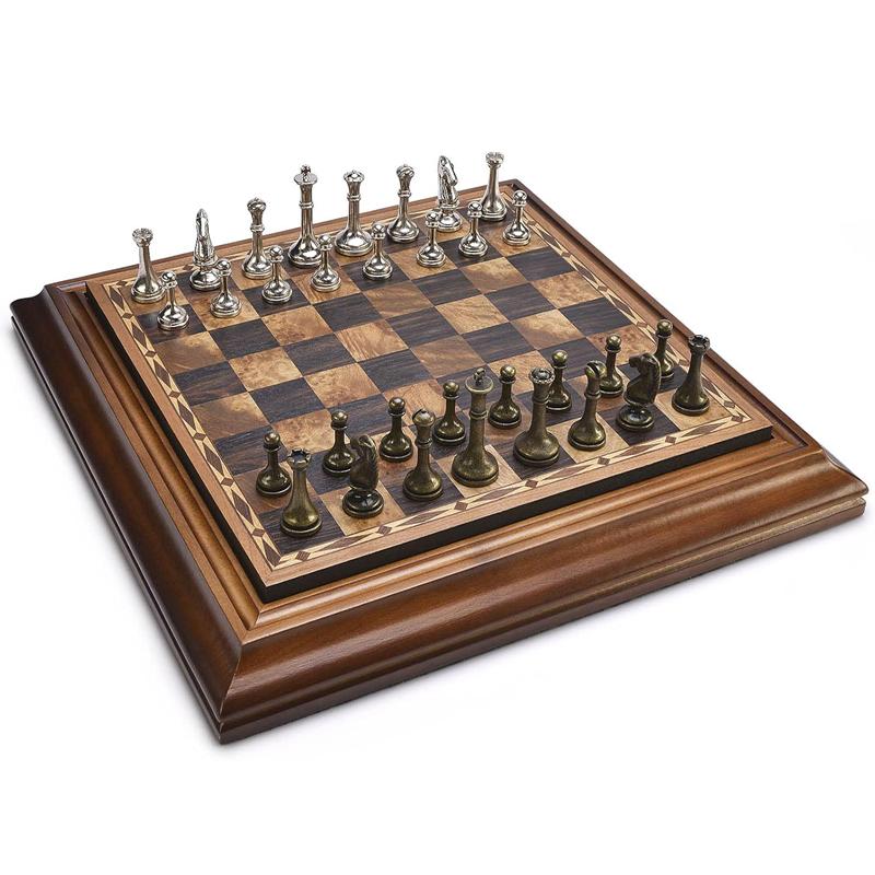 High End Desktop 36Cm/14 Inch Wooden Chess Set, Detachable Metal Chess Pieces King Height 6.3Cm Chess Storage/Gift Packaging