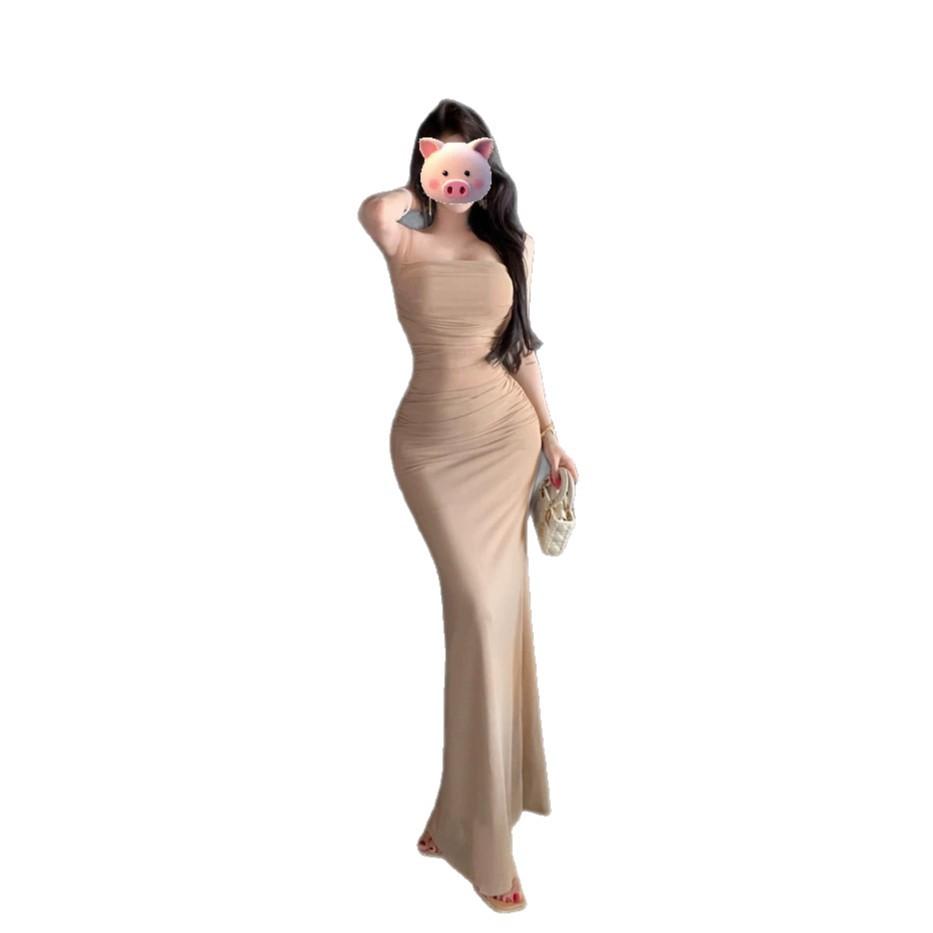 Design Sense French Pure Desire Spice Girl Hip-wrapped Suspender Dress Summer New Temperament Sexy Mesh Dress