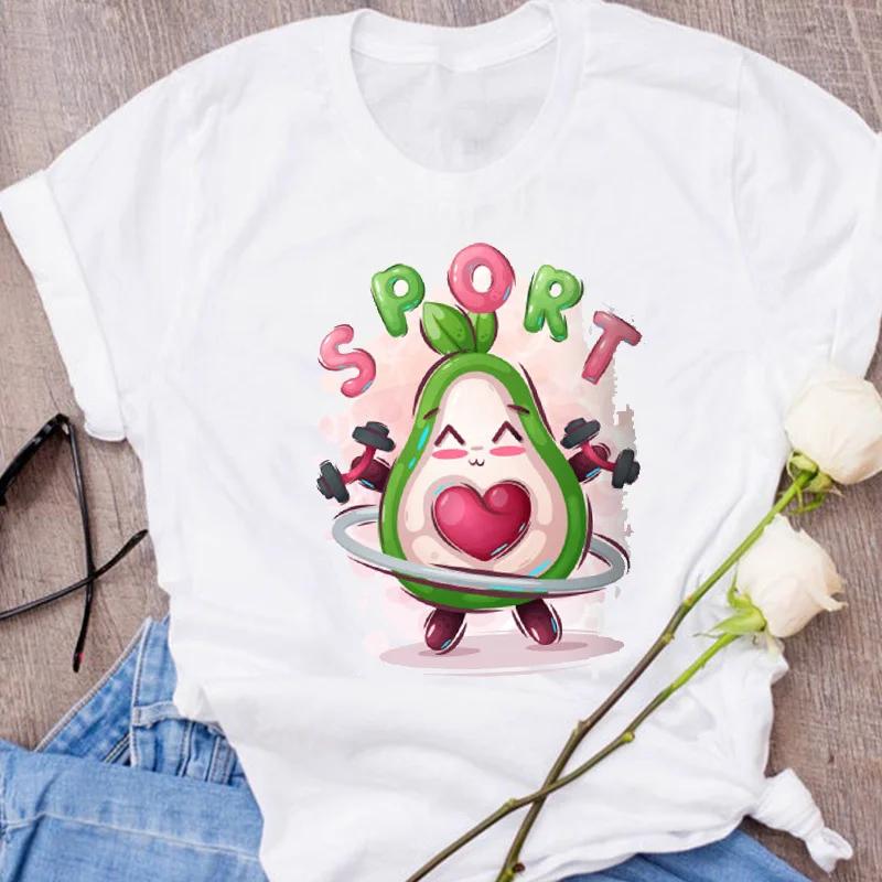 Women Graphic Avocado Cat Printing Cartoon Fruit Clothes Floral Lady Clothing Female Tees Print Tops T Shirt Womens T-Shirt