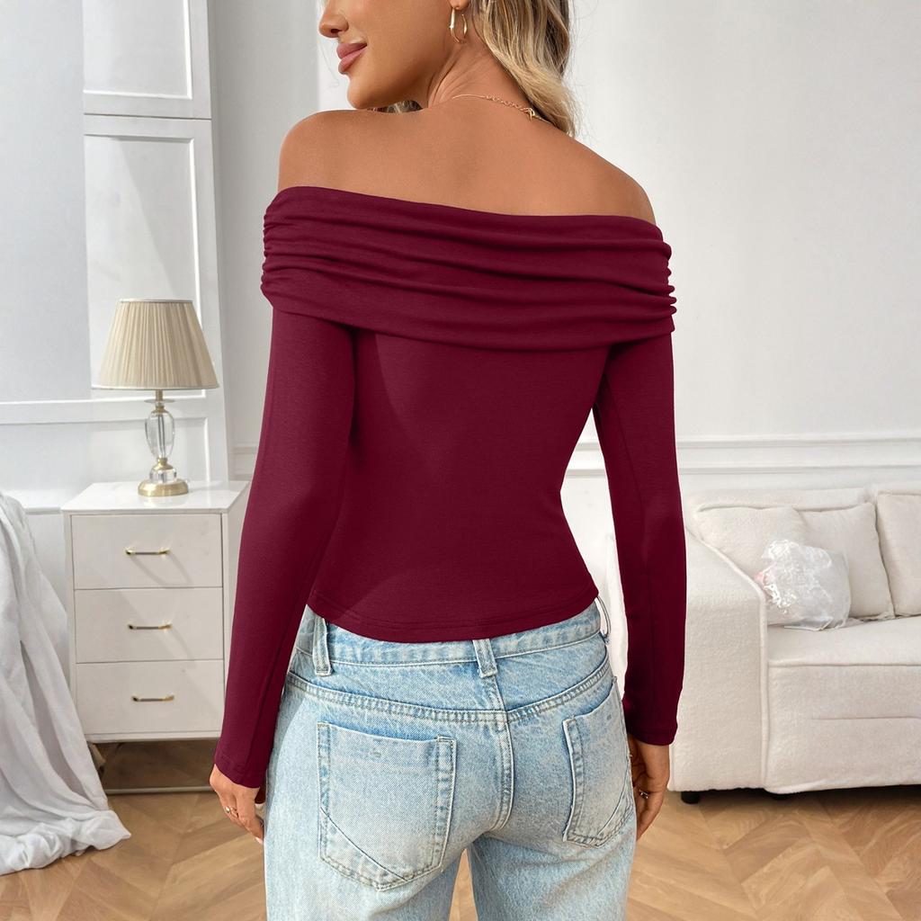 Women Tops Long Sleeve R-Neck Shirts Fall Fashion  Casual Business Tunic Blouses