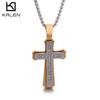 Kalen 4 Colors Cubic Zirconic Cruz Pendant Necklace Men's Street Cross Stainless Steel Jewelry Rock Cool Boy Accessories Gift