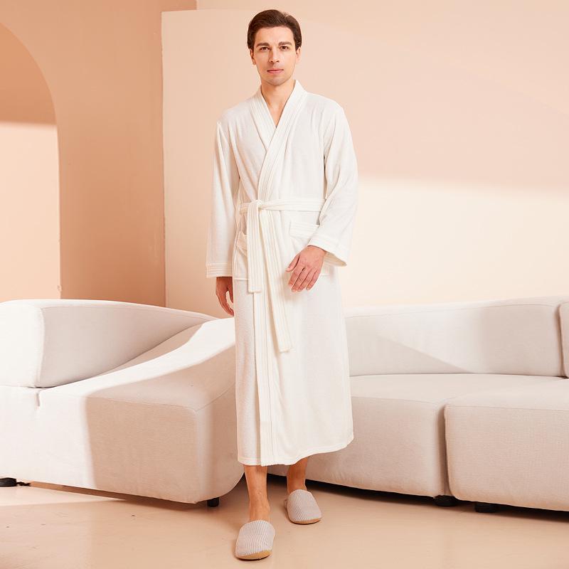 Unisex Quick-Dry Water-Absorbent Bathrobe: Four-Season Long-Sleeve Yukata with Towel Material