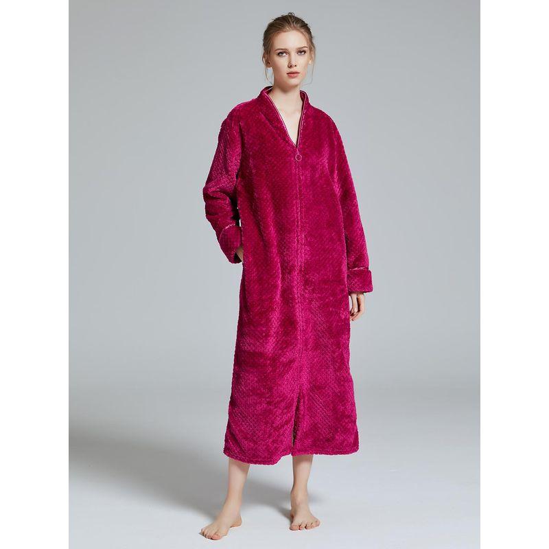 Zipper Nightgown for Men and Women Couple plus Size Chubby Girl Bathrobe for Women Autumn and Winter Long Homewear Coral Velvet Pajamas Nightdress