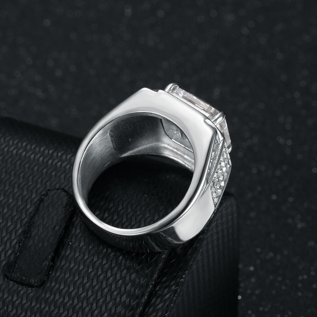 Nouvelle Bague Hip-Hop Homme en Acier Inoxydable 316 Dorée Incrustée de Zircon 3A de Luxe