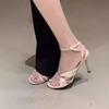 Women's Fashion Lace-Up Round Toe Peep Toe High Heels Summer New Cross Strap Versatile Strap Stiletto Sandal