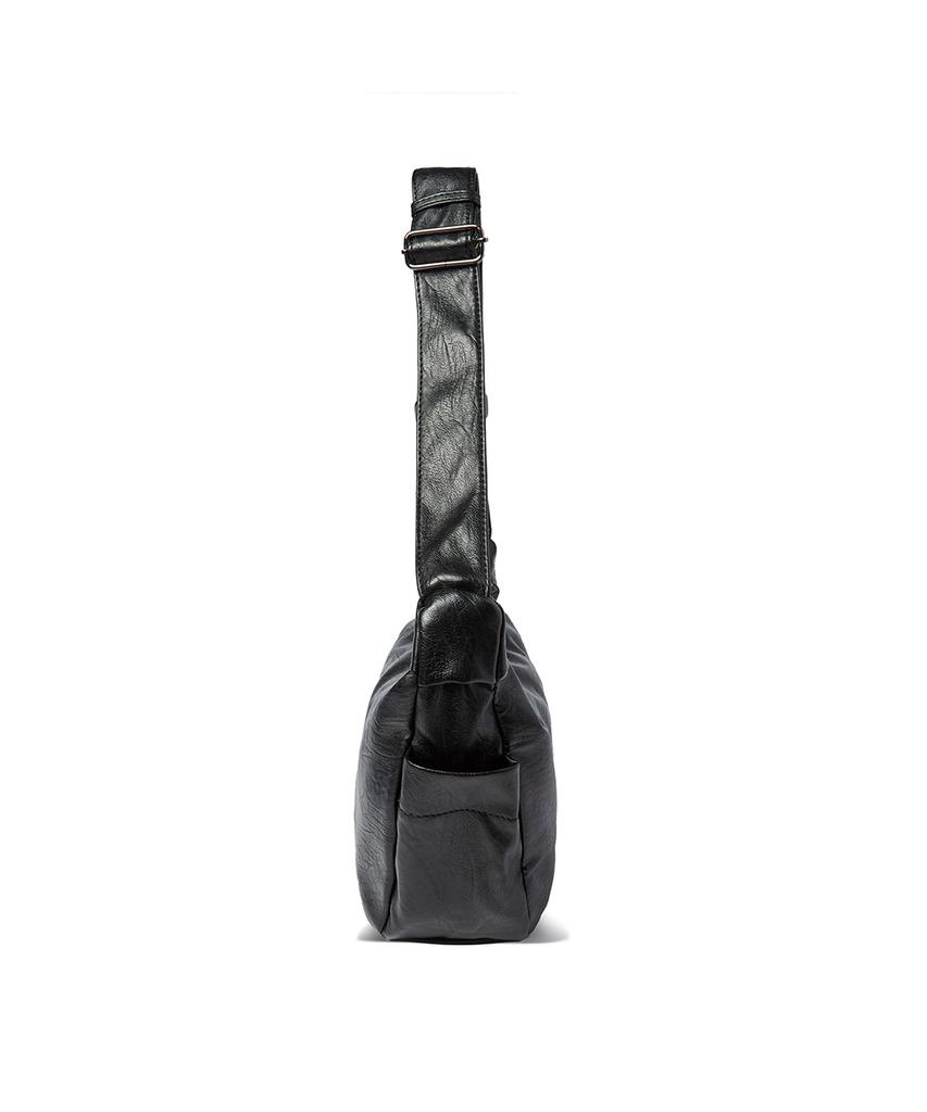 The Green Lab Faux Leather Hobo Crossbody Bag [Black]
