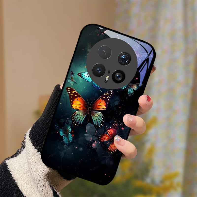 For Honor Magic8 8Pro Kılıf Temperli Cam Telefon Kapağı Lens Kamera Koruma Funda For Honor Magic 8 Pro Darbeye Dayanıklı Sert PC Capa