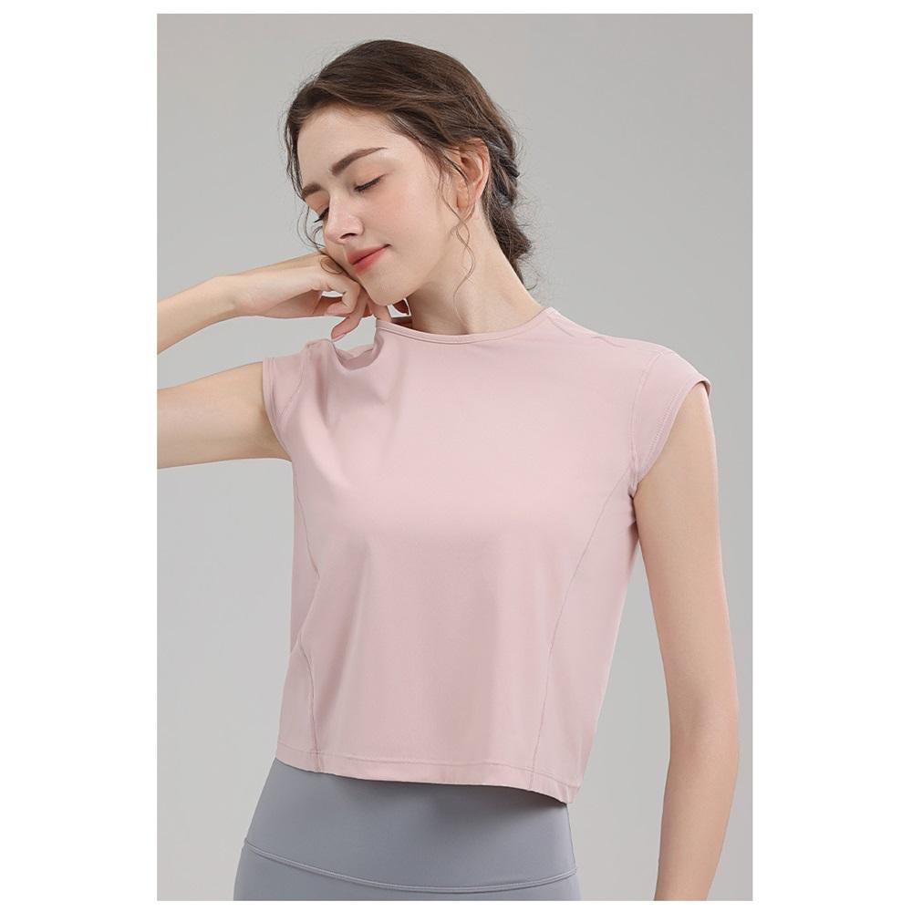 New Yoga Short Sleeved Women's Hollow Back Sports T-shirt With Drawstring, Wrinkle, Breathable Outdoor Sports Running And Fitness Clothing