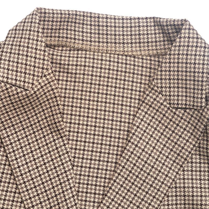 2026 Autumn/Winter Women's Slim-Fit Millefiori Brown Houndstooth Suit Jacket
