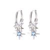 Sweet and cool wind super flash blue diamond four-pointed star fringed ear buckle niche design sense exquisite fashion temperament versatile ear 