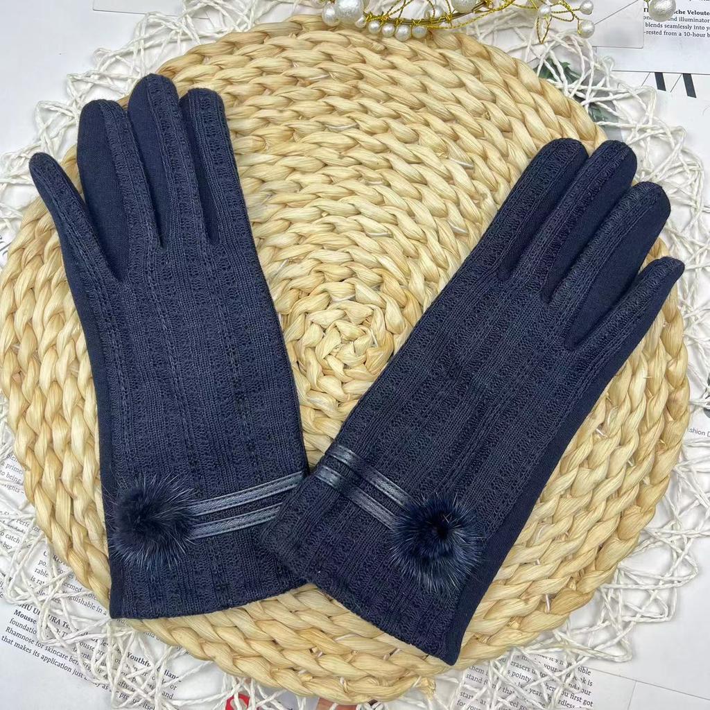 Touch Screen Gloves Women'S Fashion Fleece Thickened Warm Outdoor Student Windproof Knitted Riding Driving Gloves
