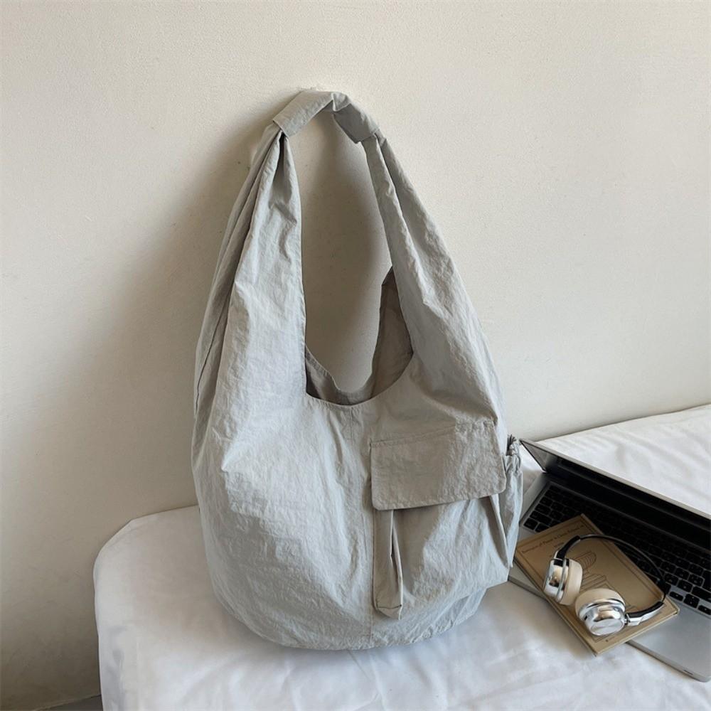 

Large Capacity Wrinkle Handbags Classic Tote Bag Hot Nylon Shoulder Bag Youth Fashion бежевий