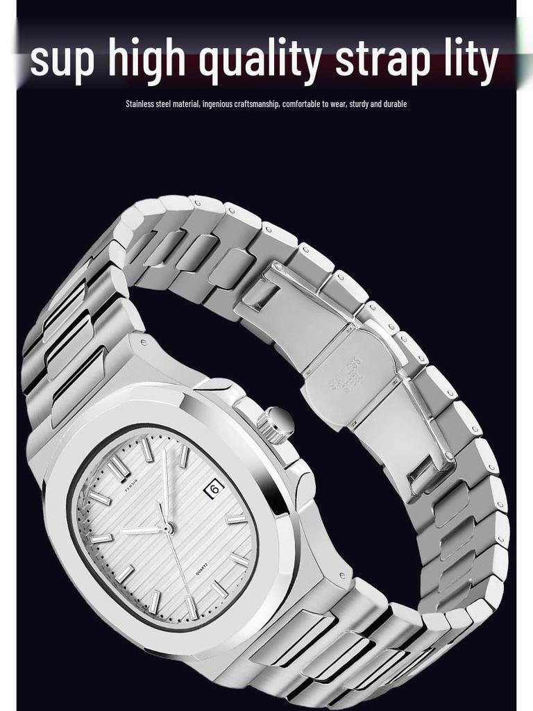 Fins 2030 Nautilus Reloj de Cuarzo Cuadrado para Hombre con Calendario - Diseño Moderno y Único