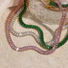 E.B.belle Luxury Christmas Jewelry Gift For Ladies Square Tennis Chain Choker Necklace Green Pink White Black Crystal Necklace