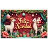 Christmas Banner Colorful Ornaments Navidad Backdrop Santa Claus Background Green Curtains Holiday Display For Christmas Holiday