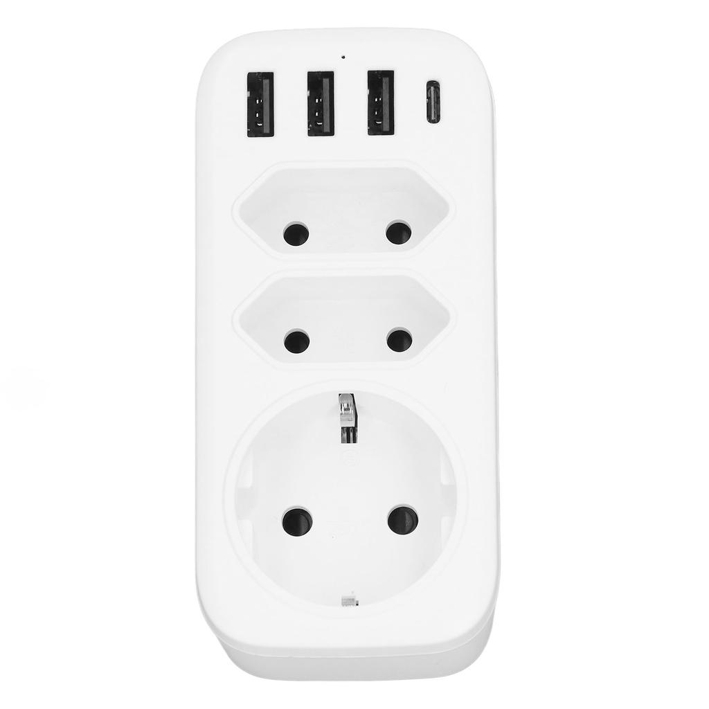 7 in 1 Mehrfachsteckdose 3-fach Adapter 3 USB-Schnittstellen 1 Typ-C-Schnittstelle EU DE Konversion